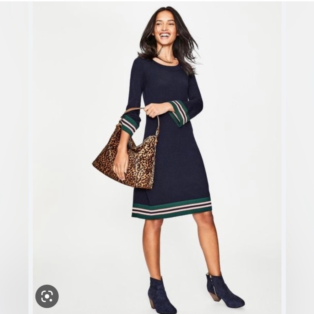 Boden Retro Trudy Dress, Navy Blue Size 4